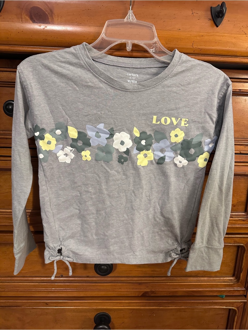 Carter's Gray Long-Sleeve Tee with Yellow, Blue and Green Floral Band